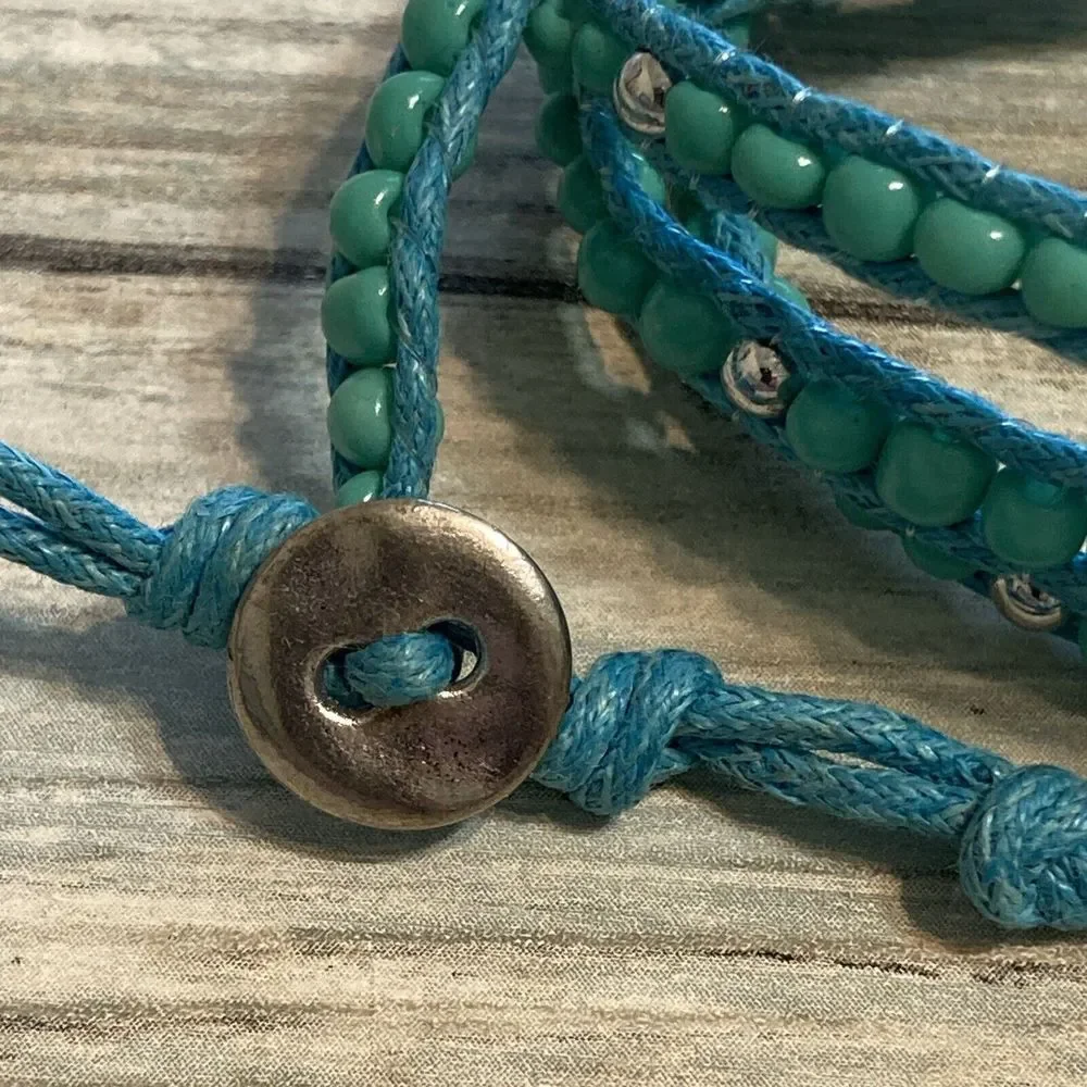 Blue Turquoise Beads Wrap Bracelet 30